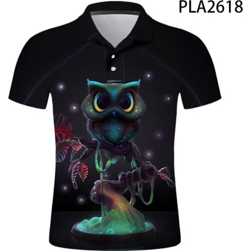2020 New Summer Polo Homme Owl 3D Printed Fashion Short Sleeve Men Shirts Streetwear Casual Hombre De Polo Harajuku Cool