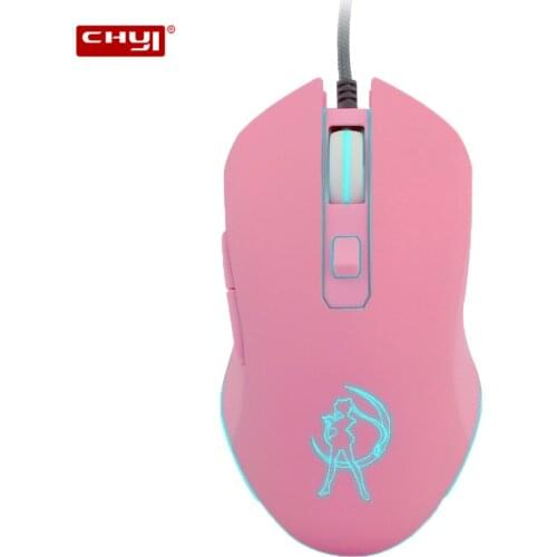 CHUYI Comic Design Mouse With Colorful Backlight Cute Pink 3200 DPI Mause Sailor Moon Mice For PC Laptop Mice For Girl Kid Gifts
