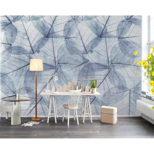 Beibehang Custom wallpaper wall stickers hand painted Nordic leaf line Nordic retro creative art TV background wall 3d wallpaper