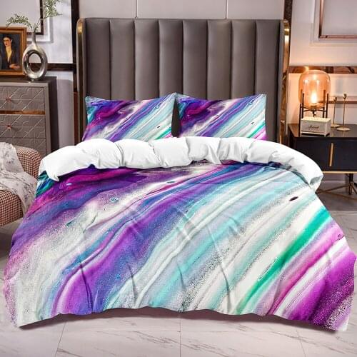 Colors Marbling Print Duvet Cover with White Reverse Bedding Comforter Cover Zipper Corner Ties with Marble Pattern for Adults
