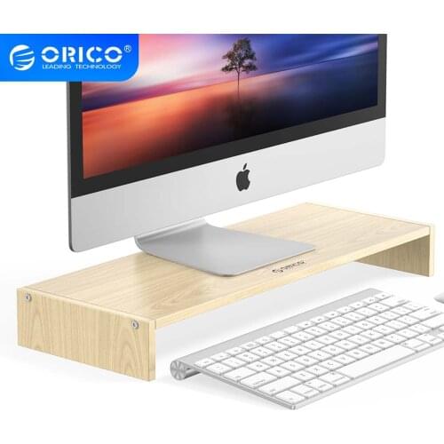 ORICO Wood Monitor Stand Riser Laptop Printer Stand Desk Shelf with Keyboard Mouse Storage for Computer TV Notebook Ergonomic
