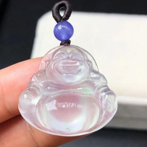 High Quality Burma Emerald Ice grade Happy Buddha Pendant Amulet Hanging Myanmar Jade Bless Churinga