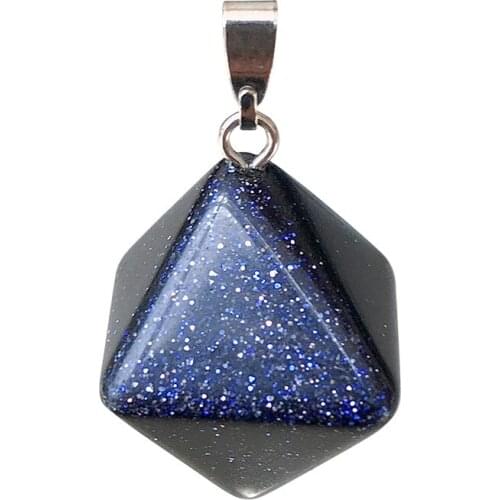 Wholesale Starry Blue Sandstone Pyramid Pendant Sky Series Energy Stone Necklace Clavicle Chain Fashion Necklace Jewelry