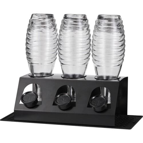 Beverages Soda Bottle Shelf With Bottle Brush 2 Holes Universal Bottle Holder Stainless Steel Rack Drip Tray Kitchen Accessories