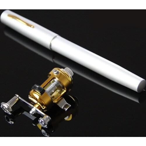 Portable Pocket Telescopic Mini Fishing Rod Pole For Outdoor Stream Pen Shape Folded Fishing Rod With Reel Wheel For River Lake