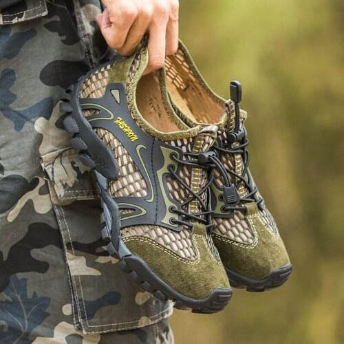 Plus Size Men Fashion Mesh Fabric Breathable Aqua Shoes Swimming Bicycle Climbing Nonslip Elastic Band Water Shoes Sneakers