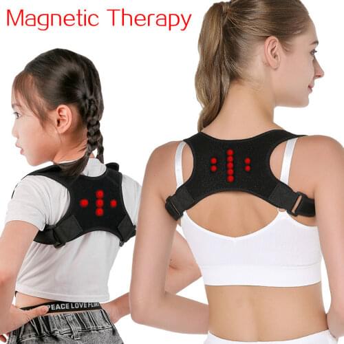 Adjustable Magnetic Posture Corrector Corset Back Brace Back Belt Spine Shoulder Support Straight Corrector for Men Women Kids