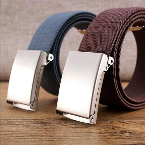 Fashion Men Female Belts Nylon Braided Elastic Belt Top Quality Outdoor Travel Tactical Waist Belt with Metal Buckle Jeans Belt