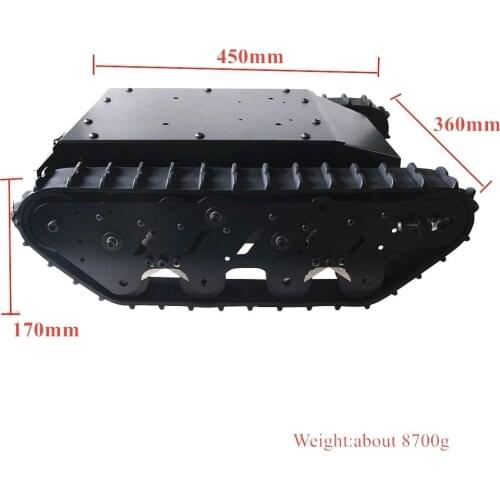 Rubber Track Shock-absorbing Tank Chassis Large RC Stainless Steel Smart Chain Car Robot 24V DC Gear Motor