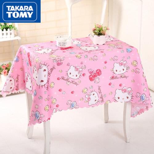 TAKARA TOMY cute cartoon Hello Kitty fabric tablecloth simple home table tea table cloth student decoration desk cloth