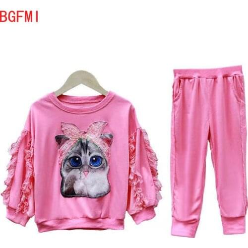 Tracksuit Girls 2020 Cotton Round Neck Pullover Girls Sport Suits Spring Fall Children Clothing Sports Set Casual Kids Outfits