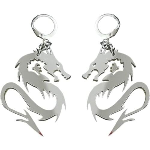 Suoer Cool Shiny Silver color Dragon Totem Acrylic Drop Earrings Fashion Jewelry F3MD