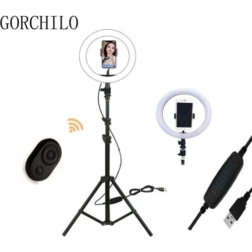 Dimmable LED Selfie Ring Light with Tripod 10" Selfie Light Ring Lamp USB Photography Ringlight with Stand for Life VideoTiktok