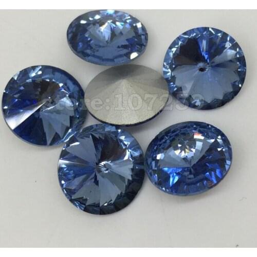 TopStone Sapphire Blue Color Round Rivoli Glass Crystal Point Back Fancy Stone for Jewelry Make 6mm 8mm 10mm 12mm 14mm 16mm 18mm