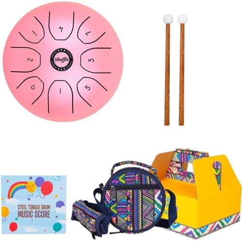 Steel Tongue Drum Tank Drum 8 Notes 5.5 Inch Handpan Drum Percussion Instrument with Drum Mallets Carry Bag