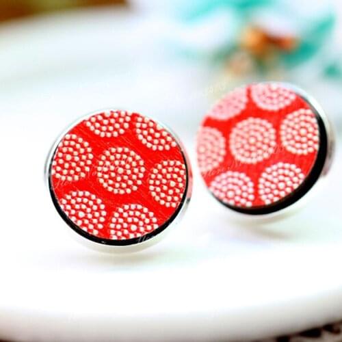 Unique 3D Dot Round Embossed 16mm Round Coloured Drawing pattern Laser Cut wood Cabochon DIY for Rings, Earring,Brooch,Necklace