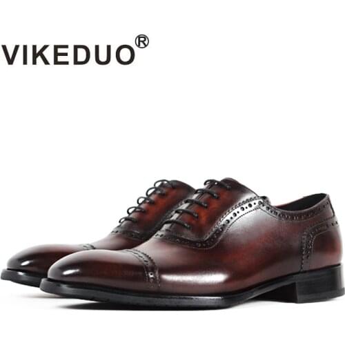 Vikeduo 2020 Handmade Designer Vintage Retro Flat Wedding Party Dance Office Male Shoe Genuine Leather Men Oxford Dress Shoes