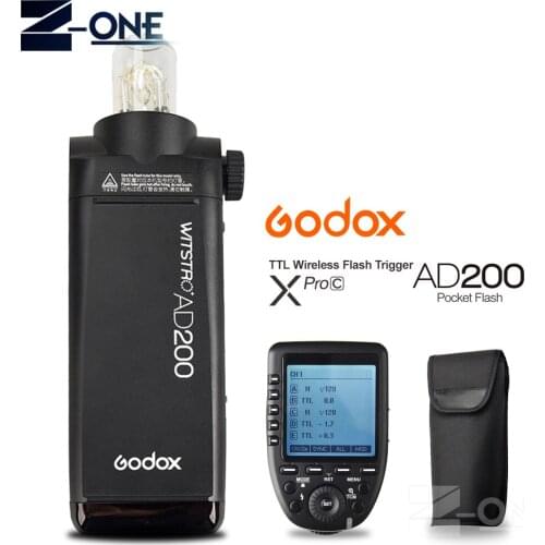 Godox AD200 200Ws TTL GN60 HSS Flash Built-in 2.4G Wireless +Xpro-C/N/F/S/O Transmitter for Canon Nikon Fuji Sony Olympus Camera