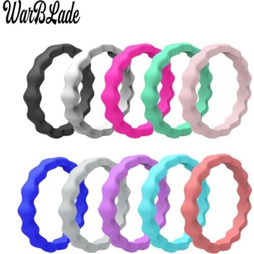 WBL 2019 New 3mm FDA Food Grade Silicone Ring Hypoallergenic Crossfit Flexible Wave Silicone Finger Ring For Women Wedding Rings