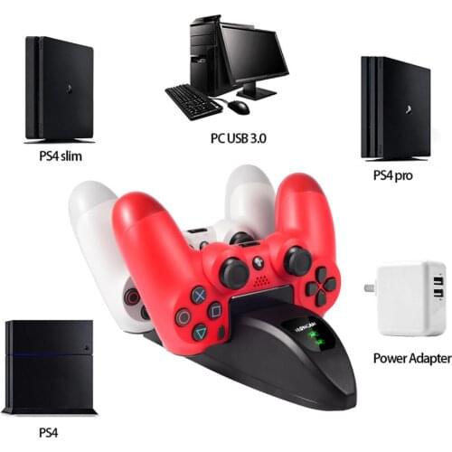 LED Indicator USB Dual Slot Gamepad Charger Dock Power Supply Fast Charging Station Stand for PS 4 PS4 Slim Pro Game Controller
