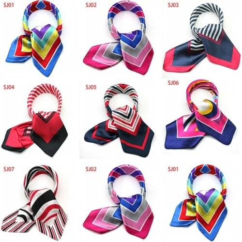 Women Bandanas Multifunction Polyester Silk Scarf Prints Satin Small Square Shawls and Scarves Foulard Neckerchief