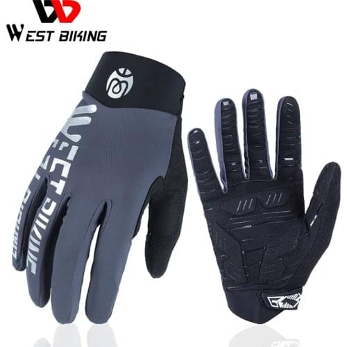 WEST BIKING Breathable Cycling Gloves Touch Screen MTB Bike Gloves Anti-slip Reflective Sport Fitness Running Bicycle Gloves