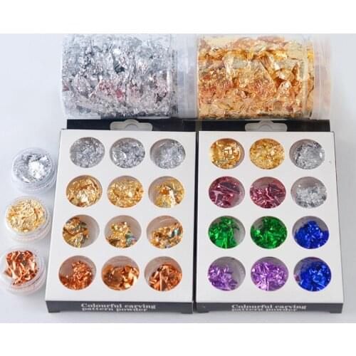 1 Bottle Gold Leaf Flakes Gold Silver Confetti Filling For DIY Epoxy Resin Craft Nail Art Materials Foil Paper Jewelry Making