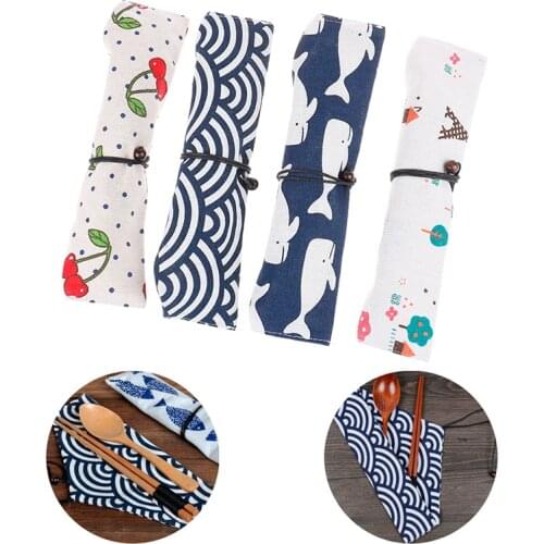 1Pc Tie Line Cutlery Bag Portable Tableware Bag Chopsticks Spoon Bag Cloth & Wind Cutlery Storage Bag For Chopsticks Straw Pouch