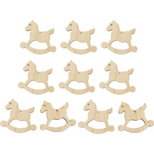 10pcs Christmas Wooden Hanging Creative Shape Wooden Cutouts Gift Tag Pendant Craft Ornament Christmas DIY Pendant Accessories D