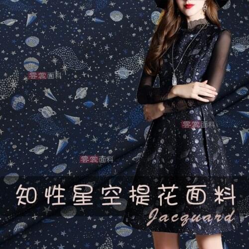 136cm starry jacquard fabric fashion dress windbreaker fabric dress jacquard fabric wholesale cloth
