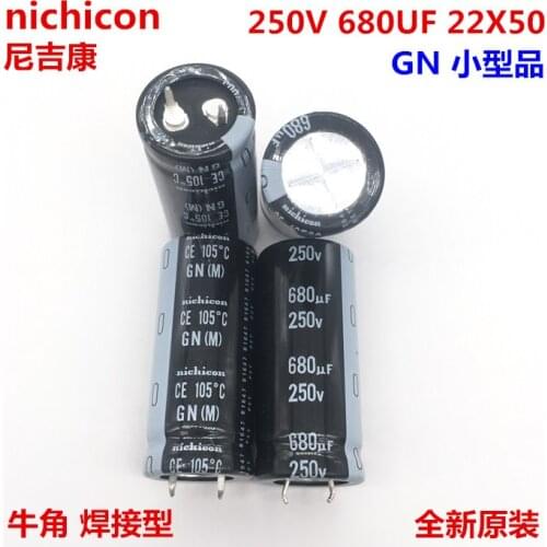 2PCS/10PCS 680uf 250v Nichicon GN 22x50mm 250V680uF Snap-in PSU Capacitor