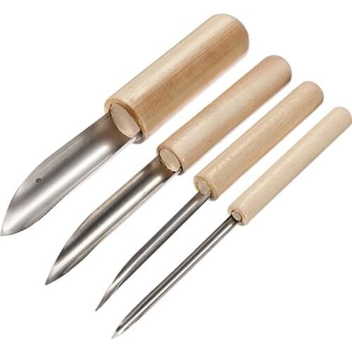 4pcs Modeling Semicircle Shaping Pottery Clay Tool Wooden Handle Durable Crafts Supplies Sculpture Tool Set Arts Practical