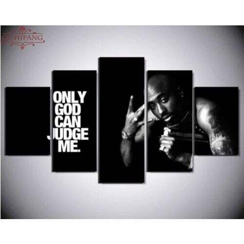 5 Pieces 2Pac Makaveli Tupac Amaru Shakur Modern Home Wall Decor Canvas Picture Art HD Print Painting On Canvas For Living Room