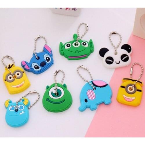 8 Styles Durable Cute Animals Key Chains Key Cover Cap Silicone Keychains Dust-proof Panda Elephant Key Rings Decoration