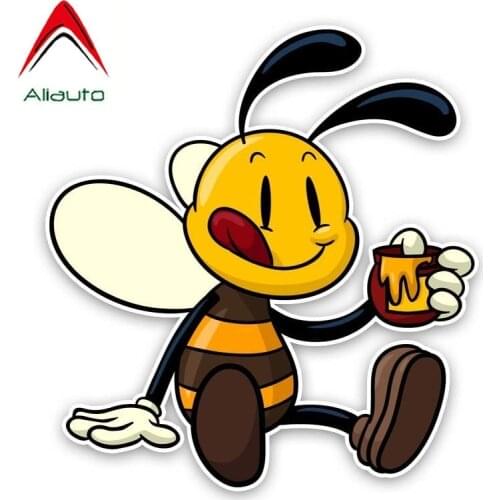 Aliauto Funny Car Sticker A Greedy Bee Interest Decal Accessories PVC for Mini Cooper Skoda Passat Golf Harman Kardon,15cm*14cm