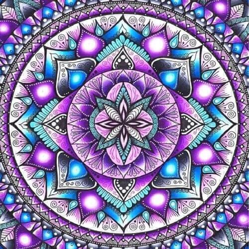 Diamond Painting Purple Mandala Stitch 5D DIY Full Drill Craft Embroidery Diamond Craft Needlework Decor Gift