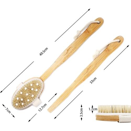 Bath & Relax Bamboo Bath Brush 13’’ Long Handle Back Body Scrubber For Shower Dry/Wet Skin for Women Men