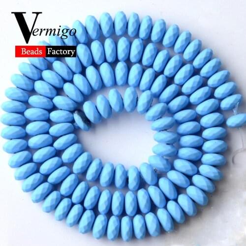 Wholesale Sky Blue Nanotech Rubber Hematite Stone Beads For Needlework Jewelry Making 6mm 115pcs Abacus Beads Diy Bracelets 15
