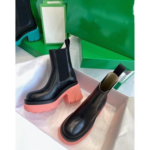 Black lady Chelsea Boots Women botas Boots Chunky Winter Shoes flat Platform high heels shoes Boots Heel Luxury Designers Brand