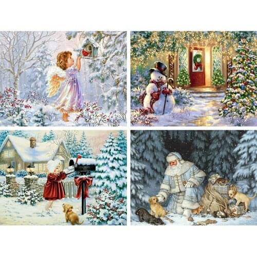 CraftArtGo 5D Diamond Embroidery Christmas scenery Full Square Round Rhinestone Mosaic Painting Cross Stitch Flowers Diamond Kit