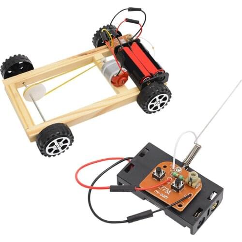 Wood DIY Assembly 4WD RC Remote Control Car Vehicle Model Kit Children Kids Toy