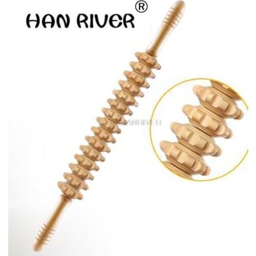 Yoga meridian great thick round wheels Whole body massage roller pounded his waist back massage neck leg wooden massager