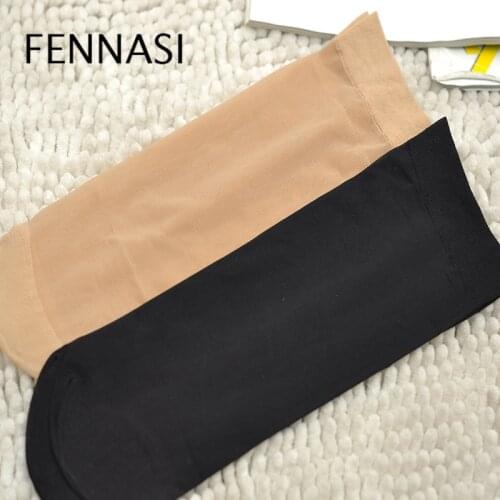 FENNASI 10 Pairs Hot Sale Summer Style Silk Women Transparen Socks Casual Thin Socks Elastic Breathable Hosiery Black Skin Socks