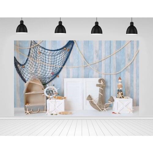 Scopiso Wooden Board Summer Ship Anchor Navigation Tower Wood Wall Floor Child Baby Photo Background Photographic Backdrops
