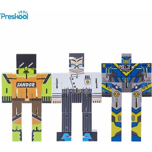 Brain Teaser Toy Wood 3 Pcs 3D Puzzle Police Lock Funny Doctor Shape Change China Traditional Preschool Brinquedos Juguets