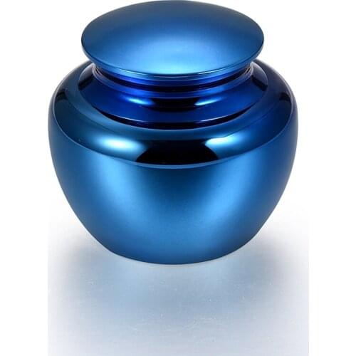 IJU033 Forever Remembered Classic and Beautiful Blue Adult Cremation Urn For Human Ashes-Stainless Steel Keepsake Jars