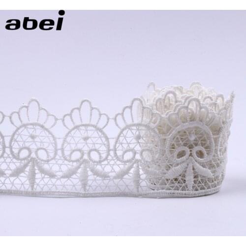 2Yards 5.5cm width Embroidered mesh Hollow lace ribbon White water soluble Lace Trims diy appliques handmade sewing craft