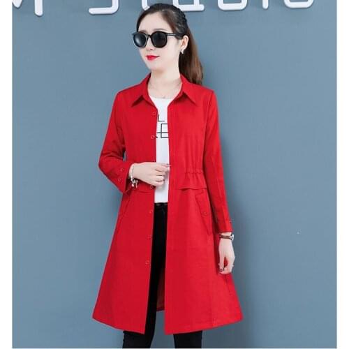 Womens 2019 new spring and autumn small man in the long section windbreaker jacket ladies self-cultivation tide A387