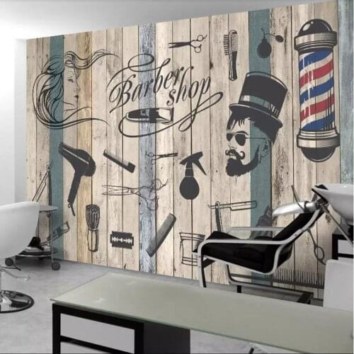 Milofi custom large 3D wallpaper mural retro barber shop beauty salon background wall painting decorative mural wallpaper