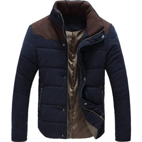 Fashion Men Cotton Jacket Autumn Winter Thick Warm Casual Coat Mens Solid Color Windbreaker Male Zipper Outerwear Parkas M-4XL